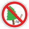 Forbidden to cut Christmas trees, vector. Prohibition sign.
