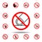 Forbidden touch finger icon on white background. set can be used for web, logo, mobile app, UI, UX
