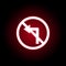 Forbidden turn left icon in red neon style. Can be used for web, logo, mobile app, UI, UX