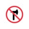 Forbidden weapon icon, no axe tool sign, prohibited ax symbol - Vector
