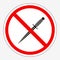 Forbidding Sign with a Dagger. Entry with Melee Weapons is Prohibited. Strikethrough Knife