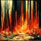 force of nature, shown as a forest fire, ai generated image