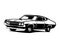 Ford Torino Cobra car. isolated vector silhouette on a white background showing from the front.