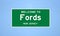 Fords, New Jersey city limit sign. Town sign from the USA.