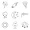 Forecasting icons set, outline style