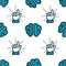 Forefinger and brain seamless pattern, having idea or startup