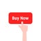 Forefinger press on red buy now button