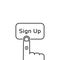 Forefinger and sign up thin line button