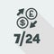 Foreign currency exchange 7/24 - Dollar - sterling - Vector web icon