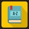 Foreign language dictionary icon, flat style