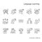 Foreign language learning line icon set. Editable