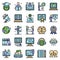 Foreign language teacher icons set line color vector