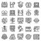 Foreign language teacher icons set, outline style