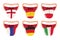 Foreign languages translation concept, online translator, open mouth with tongue with national flags