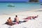 Foreigners sunbathing on Sunrise beach at Lipe island