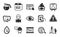 Foreman, Coffeepot and Read instruction icons set. Farsightedness, Vision board and Yummy smile signs. Vector