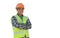 Foreman construction worker standing crossing hands smiling