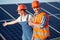 Foreman and employee at solar energy station.