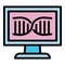 Forensic laboratory dna monitor icon, outline style