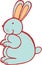 Forest animal rabbit doodle cartoon simple illustration.