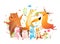 Forest Animals Dancing Party Funny Bear Fox Moose