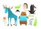 Forest animals kids cartoon of moose wolf bear rabbit crow and hedgehog, fun colorful clip art characters.