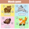 Forest animals. Write missing letters and complete words. Crossword for kids and toddlers. Educational children game.
