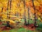 Forest in autumn with vivid colors