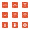Forest barbecue icons set, grunge style