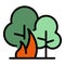 Forest bonfire danger icon vector flat