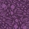 Forest botanic silhouettes seamless doodle pattern. Purple tones dark stylized artwork