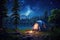 Forest Camping Experience. Embracing the Serenity under the Starry Night Skies