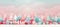 Forest of Christmas tress with gift boxes in pastel colors illustration minimalism. Christmas holidays. Horizontal format for