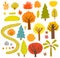 Forest collection vector set of trees.