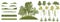 Forest, constructor kit. Silhouettes of beautiful birch, fir trees, poplar ,grass, hill. Collection of element for create