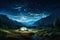 Forest cosmos Starry night nature adventure in the mountainous landscape