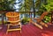 Forest cottage deck and chairs