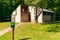 Forest County, Pennsylvania, USA 7/15/20 A building with men and women restrooms and showers in the Tionesta lake campground