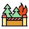 Forest destruction icon vector flat