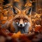 Forest encounter Red fox in the autumn woods, captivating scene