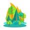 Forest Engulfed in Fire Isolated Illustration