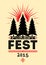 Forest Festival vintage poster. Retro typographic vector illustration.