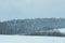 Forest field snow horizon. Beautiful countryside landscape