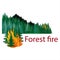 Forest fire. Burning forest spruce on fire. Disaster. Caution with forest fires. The trees are on fire.