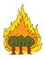 Forest fire - burning forest vector illustration