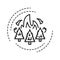 Forest fires black line icon. Start from natural causes such as lightning, high atmospheric temperatures and dryness. Pictogram