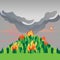 Forest fires disaster mountain trees flat vector