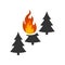 Forest fires icon, coniferous forest, vector illustration