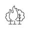 Forest fires linear icon. Uncontrolled fire in huge area covered with trees. Air pollution. Thin line customizable