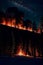 Forest fires in the night. AI generated